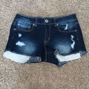 bongo dark wash ripped jean shorts